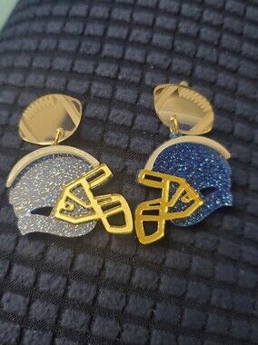 **SALE** Blue Football Helmet Earrings